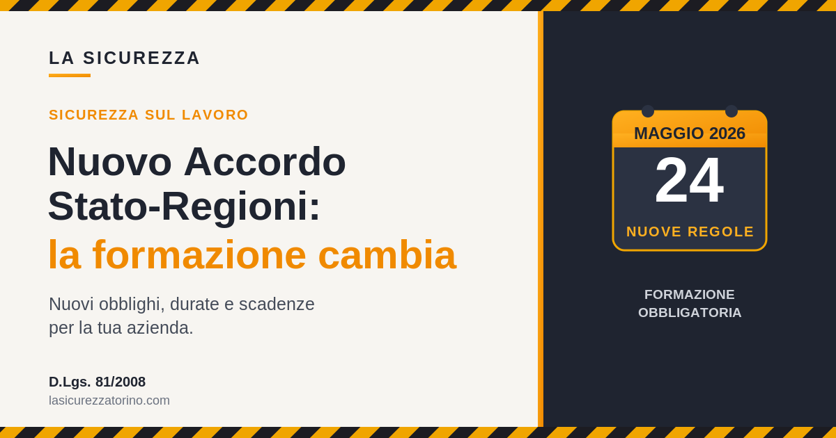 Nuovo Accordo Stato-Regioni: la formazione cambia dal 2026